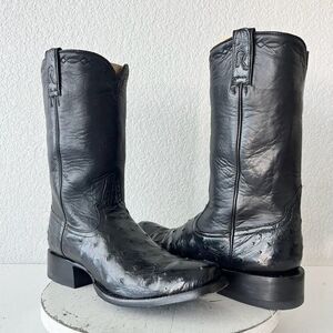 Rod Patrick Womens Cowboy Boots 11A Black Full Quill Ostrich Western Blunt Toe